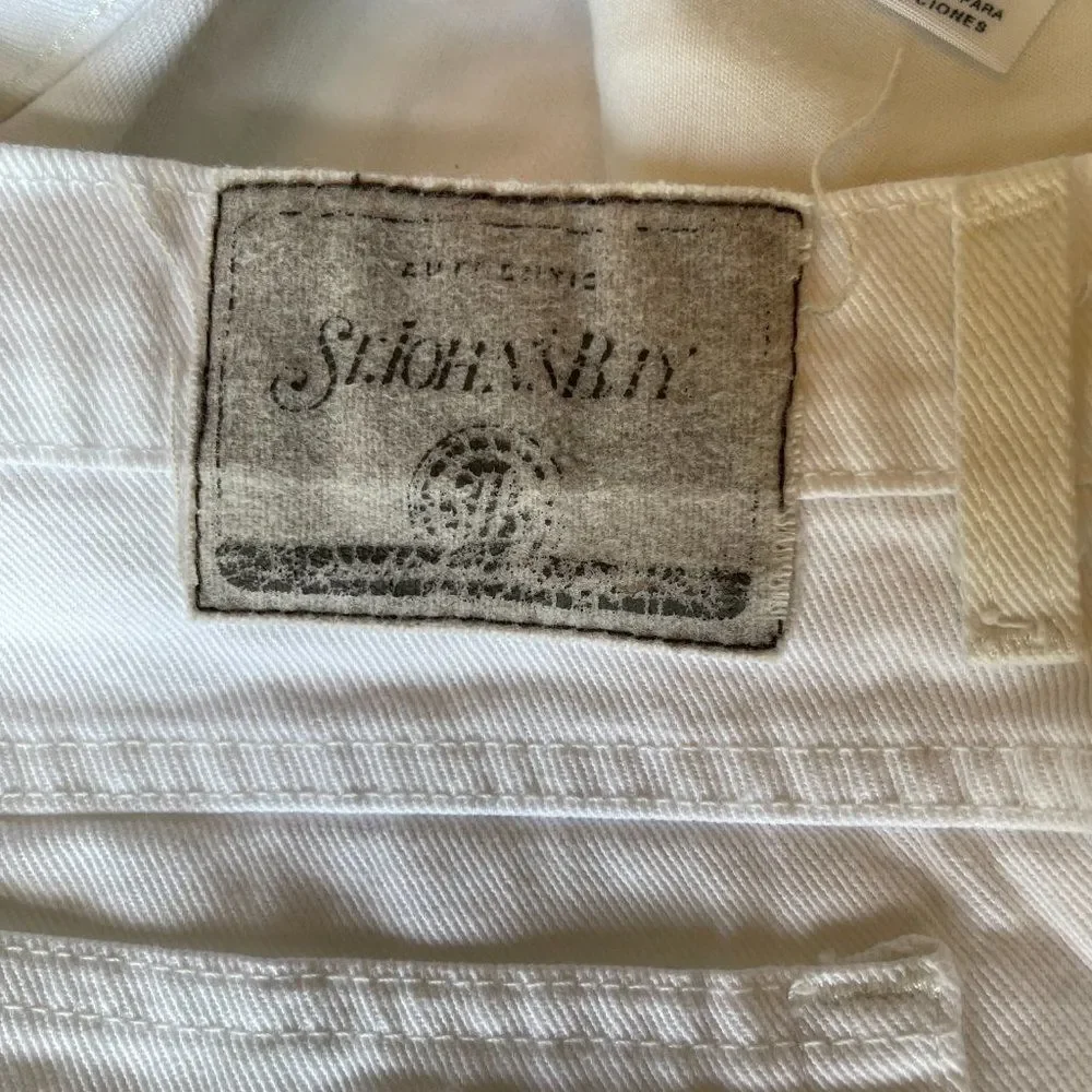 St. Johns Bay vintage baggy denim shorts white jean relaxed, super high Waist